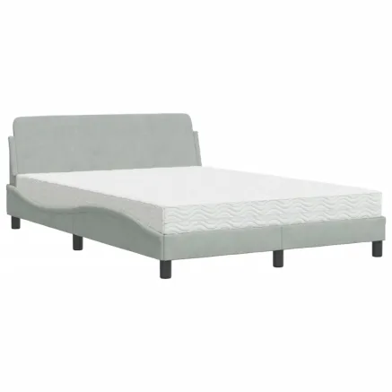 Lit avec matelas Dover gris clair 120x200 cm velours 2