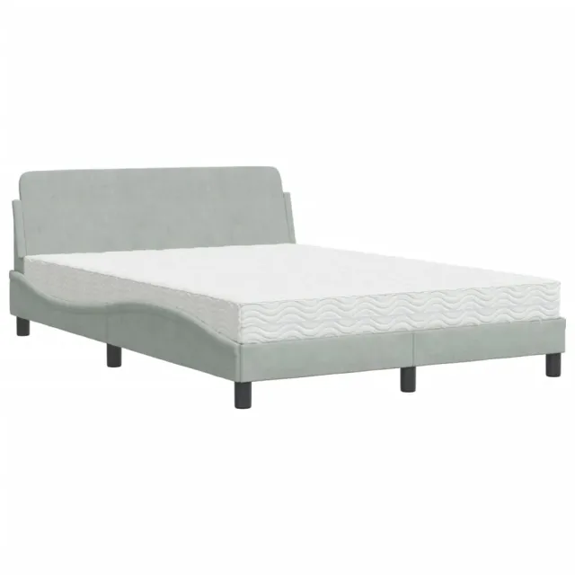 Lit avec matelas Dover gris clair 120x200 cm velours
