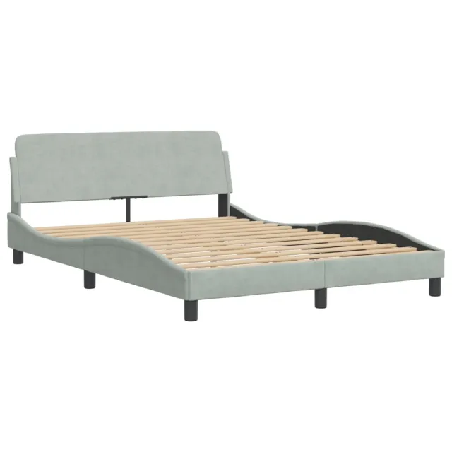Lit avec matelas Dover gris clair 120x200 cm velours