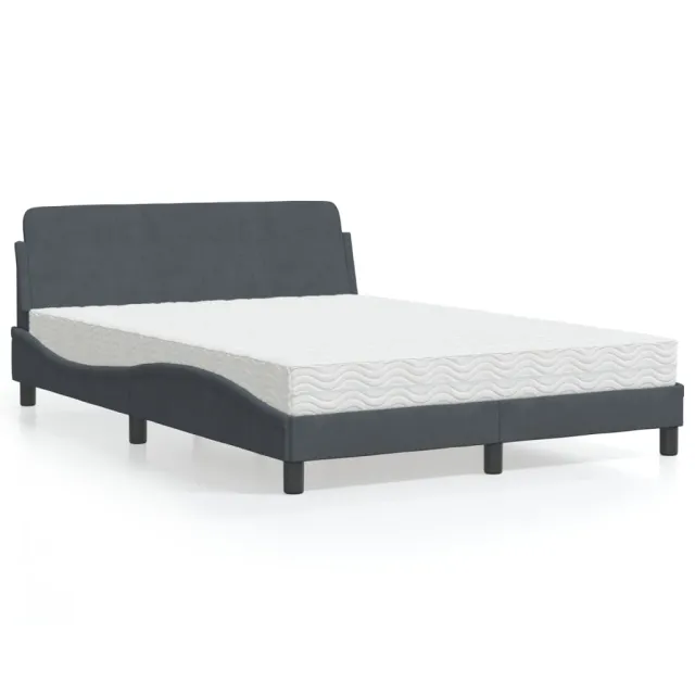 Lit avec matelas Dover gris foncé 120x200 cm velours