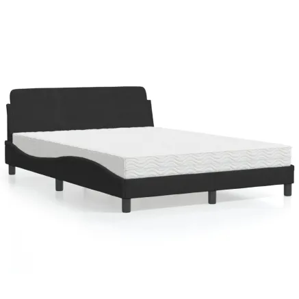 Lit avec matelas Dover noir 120x200 cm velours