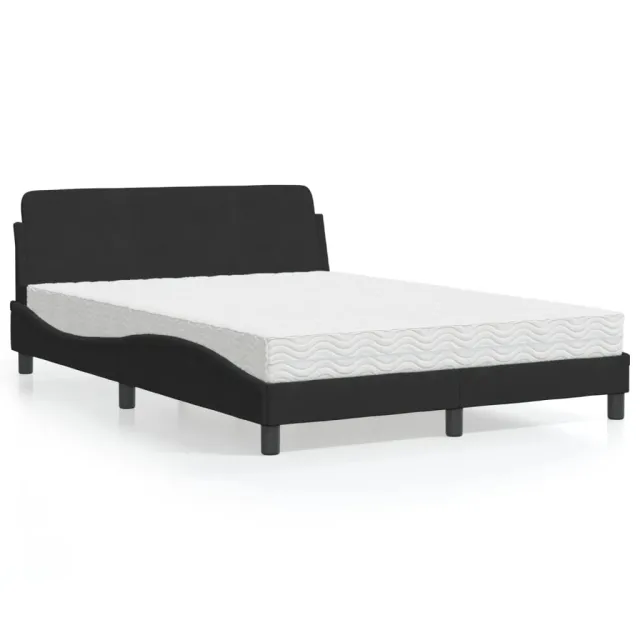 Lit avec matelas Dover noir 120x200 cm velours