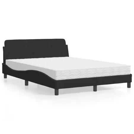 Lit avec matelas Dover noir 120x200 cm velours