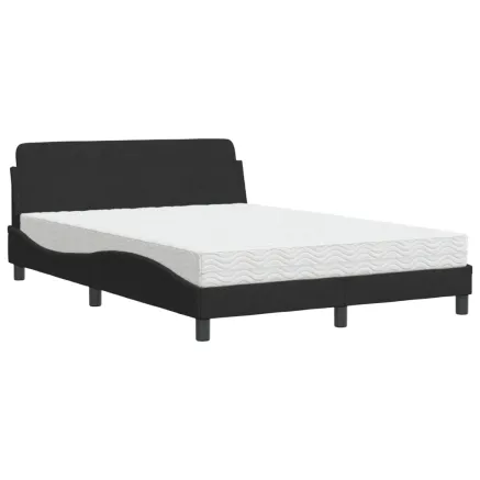 Lit avec matelas Dover noir 120x200 cm velours 2