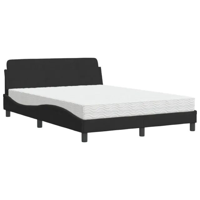 Lit avec matelas Dover noir 120x200 cm velours