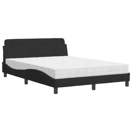 Lit avec matelas Dover noir 120x200 cm velours