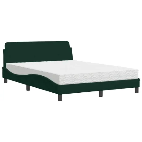 Lit avec matelas Dover vert foncé 120x200 cm velours