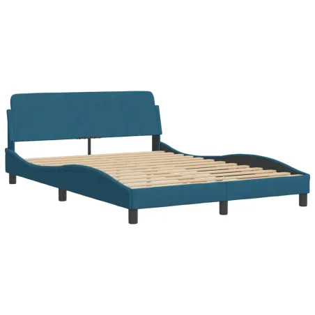 Lit avec matelas Dover bleu 120x200 cm velours