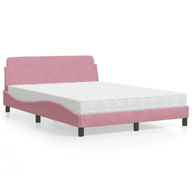Lit avec matelas Dover rose 120x200 cm velours
