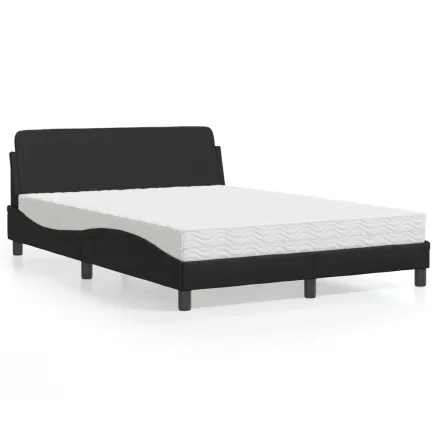 Lit avec matelas Dover noir 120x200 cm similicuir