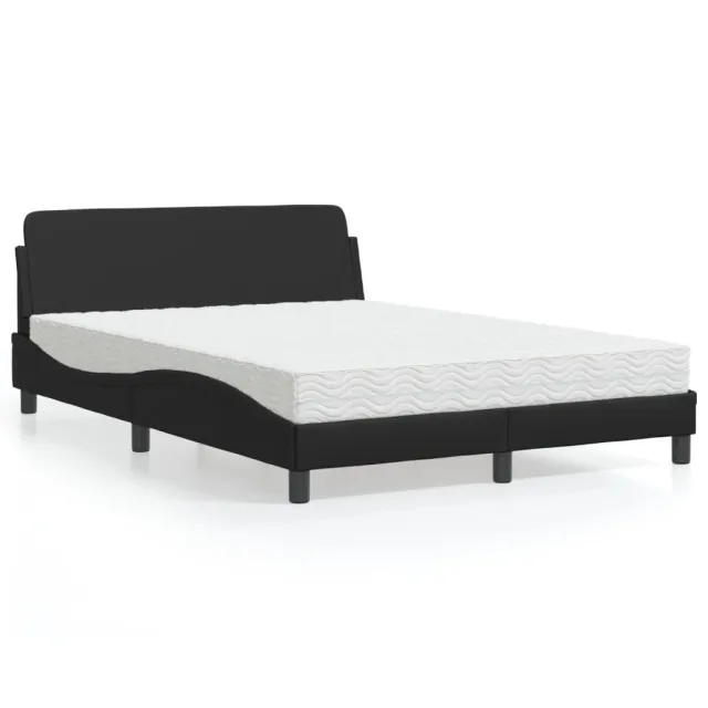 Lit avec matelas Dover noir 120x200 cm similicuir