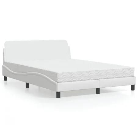 Lit avec matelas Dover blanc 120x200 cm similicuir