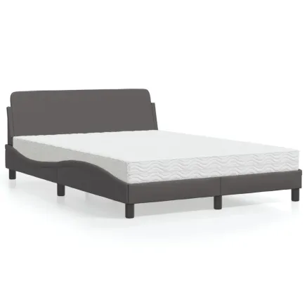 Lit avec matelas Dover gris 120x200 cm similicuir