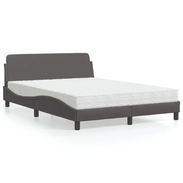Lit avec matelas Dover gris 120x200 cm similicuir