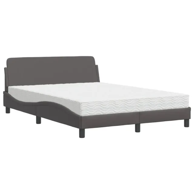 Lit avec matelas Dover gris 120x200 cm similicuir