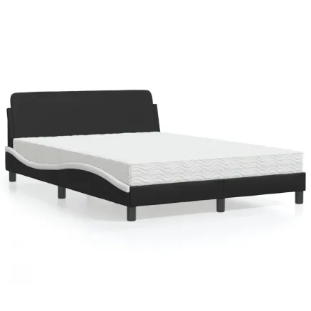 Lit avec matelas Dover noir et blanc 120x200 cm similicuir