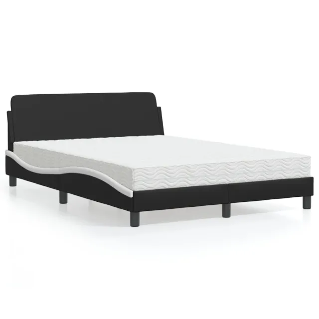 Lit avec matelas Dover noir et blanc 120x200 cm similicuir