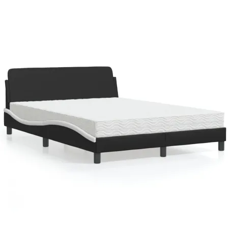 Lit avec matelas Dover noir et blanc 120x200 cm similicuir