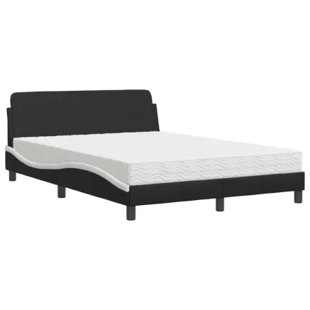 Lit avec matelas Dover noir et blanc 120x200 cm similicuir 2