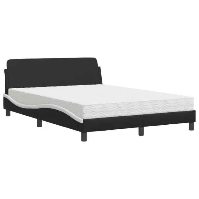 Lit avec matelas Dover noir et blanc 120x200 cm similicuir