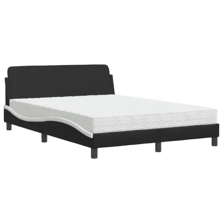 Lit avec matelas Dover noir et blanc 120x200 cm similicuir