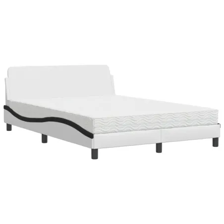 Lit avec matelas Dover blanc et noir 120x200 cm similicuir