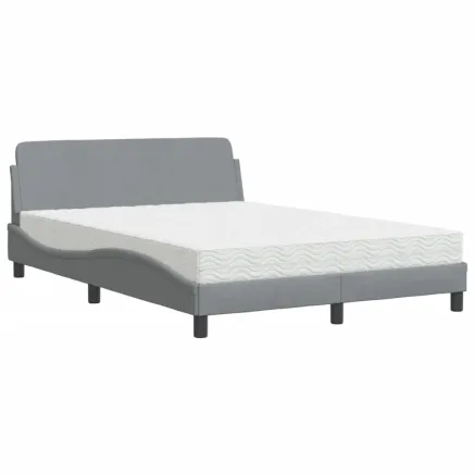 Lit avec matelas Dover gris clair 140x190 cm tissu 2
