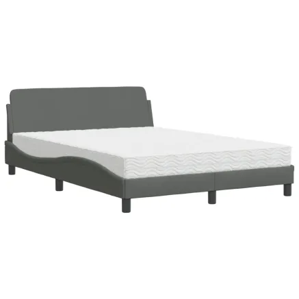 Lit avec matelas Dover gris foncé 140x190 cm tissu 2