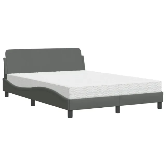 Lit avec matelas Dover gris foncé 140x190 cm tissu