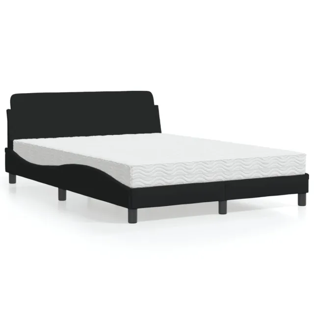 Lit avec matelas Dover noir 140x190 cm tissu