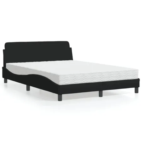 Lit avec matelas Dover noir 140x190 cm tissu