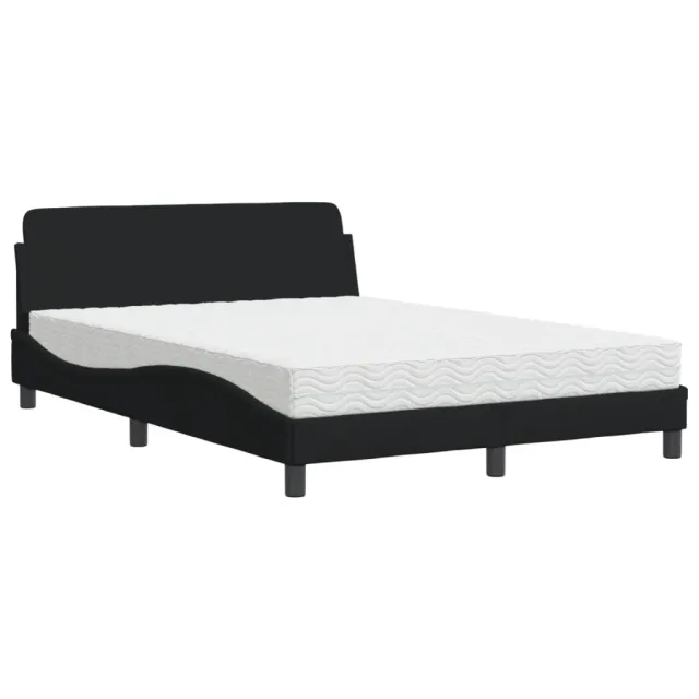 Lit avec matelas Dover noir 140x190 cm tissu