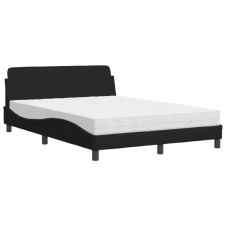 Lit avec matelas Dover noir 140x190 cm tissu
