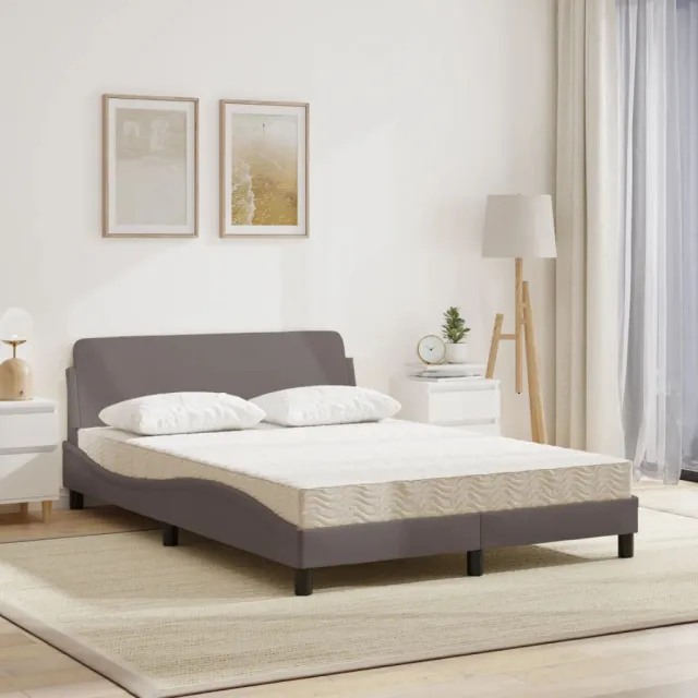 Lit avec matelas Dover taupe 140x190 cm tissu