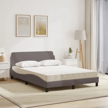 Lit avec matelas Dover taupe 140x190 cm tissu