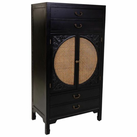 Armario Alexandra House Living Negro Ratán Madera de abeto Madera MDF
