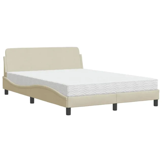 Lit avec matelas Dover crème 140x190 cm tissu