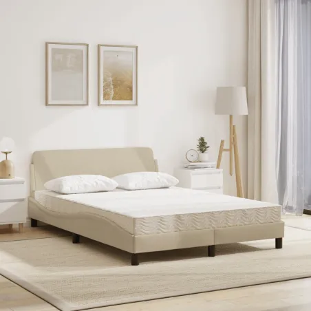 Lit avec matelas Dover crème 140x190 cm tissu