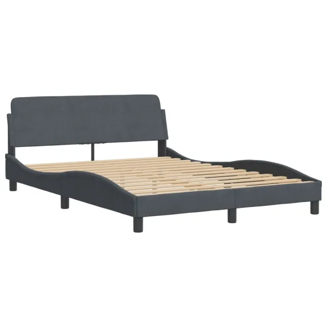 Lit avec matelas Dover gris foncé 140x190 cm velours