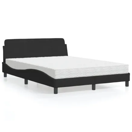 Lit avec matelas Dover noir 140x190 cm velours