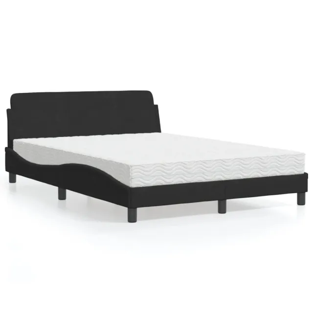 Lit avec matelas Dover noir 140x190 cm velours