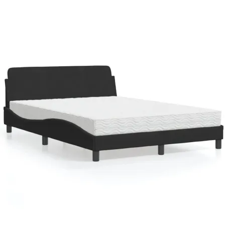Lit avec matelas Dover noir 140x190 cm velours