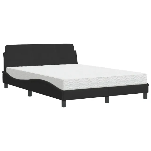 Lit avec matelas Dover noir 140x190 cm velours