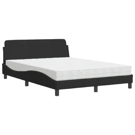 Lit avec matelas Dover noir 140x190 cm velours