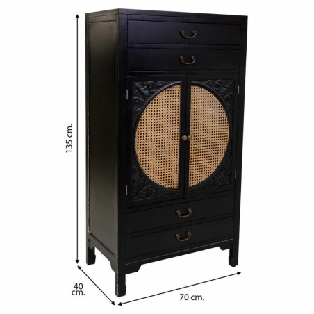 Armoire Alexandra House Living Noir Rotin Bois d'épicéa Bois MDF 40