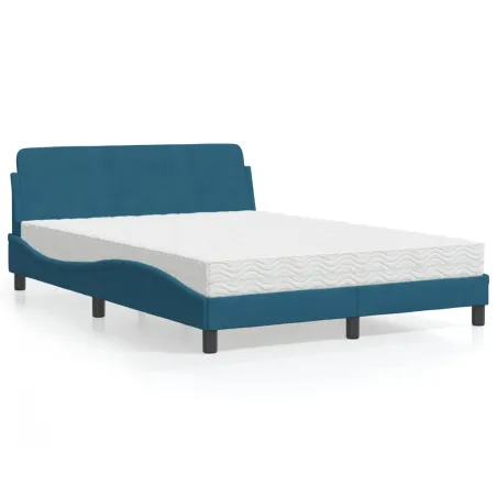 Lit avec matelas Dover bleu 140x190 cm velours