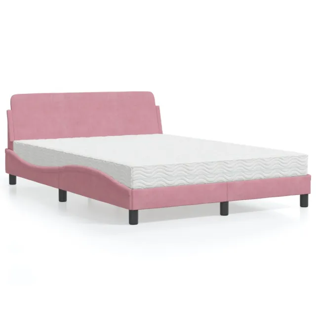 Lit avec matelas Dover rose 140x190 cm velours