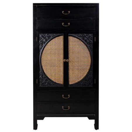Armadio Alexandra House Living Nero Rattan Legno di abete Legno MDF 40