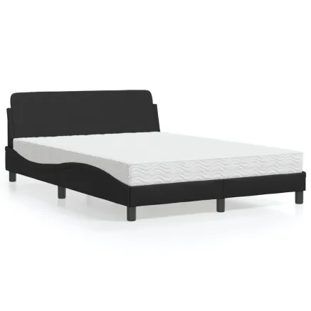 Lit avec matelas Dover noir 140x190 cm similicuir