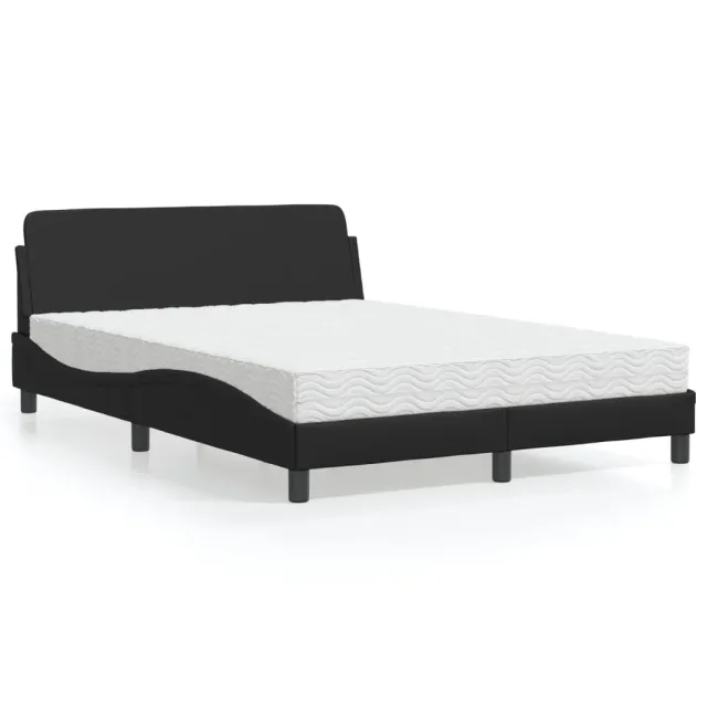 Lit avec matelas Dover noir 140x190 cm similicuir